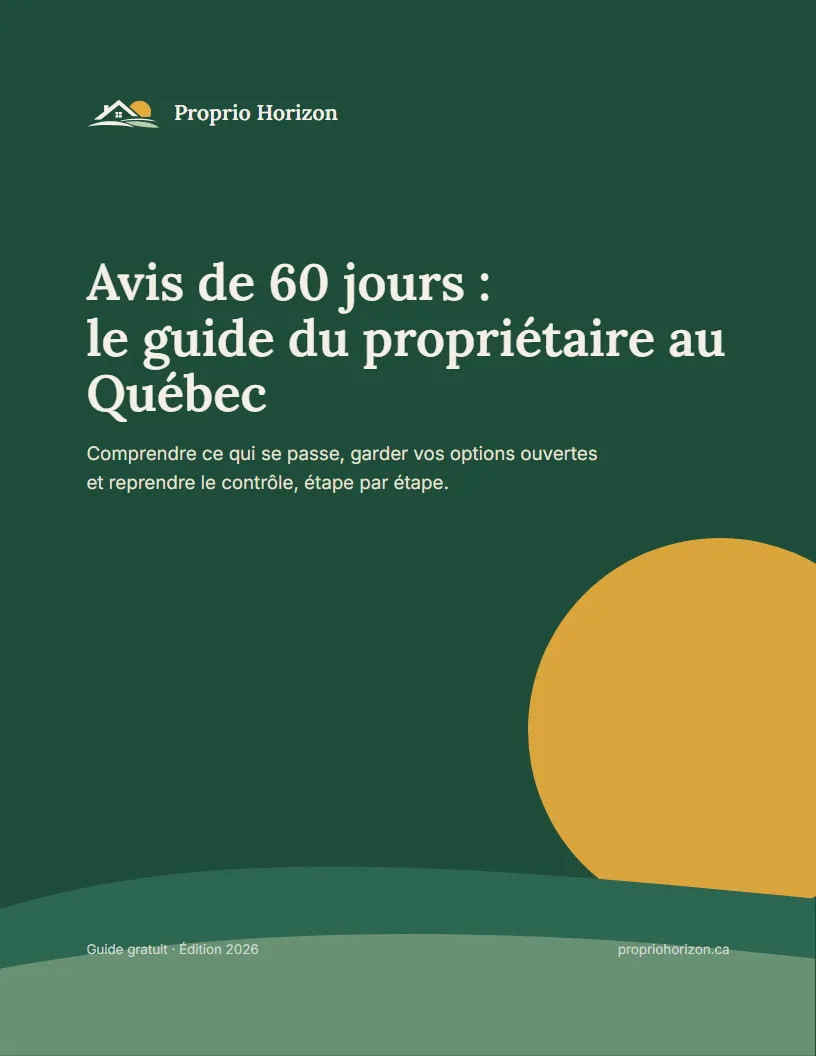 Couverture du guide « Avis de 60 jours : le guide du propriétaire au Québec »